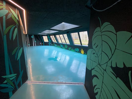 Ensemble de décor peint,Décor peint en extérieur par Terres de couleur, fresque murale, peinture décorative